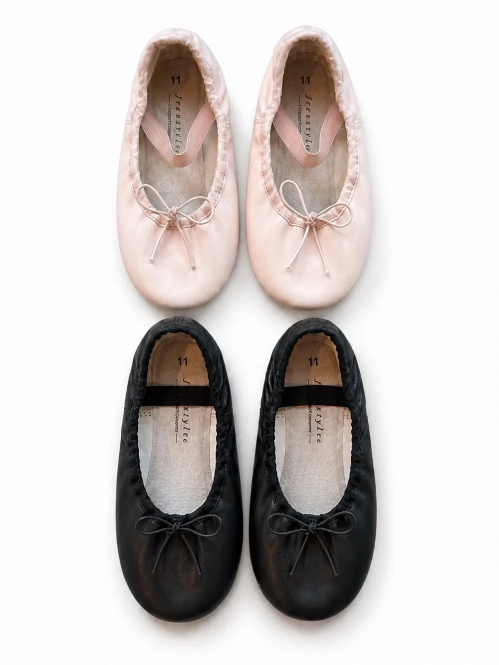 Freestyle Girls Ballet Shoes Bundle Size 11 Pink Black Dance Slippers Lot Flats